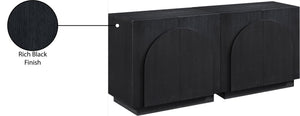 Meridian Furniture Navona Art Deco Oak Veneer Modular Buffet with Curved Doors for Dining Room Storage Black 63 inches 77001Black-T-2PC