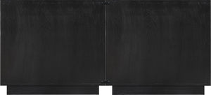 Meridian Furniture Navona Art Deco Oak Veneer Modular Buffet with Curved Doors for Dining Room Storage Black 63 inches 77001Black-T-2PC