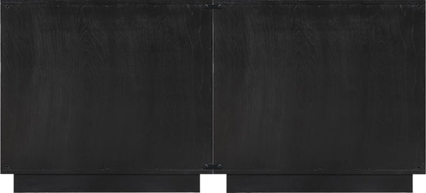 Meridian Furniture Navona Art Deco Oak Veneer Modular Buffet with Curved Doors for Dining Room Storage Black 63 inches 77001Black-T-2PC