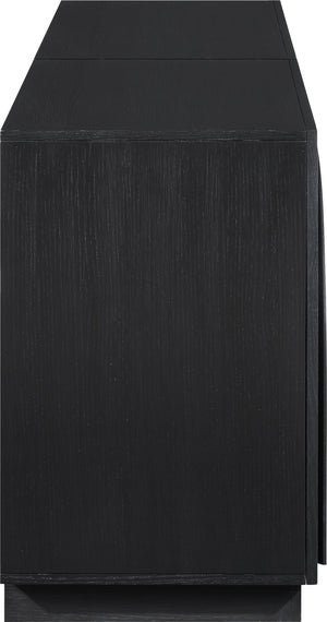 Meridian Furniture Navona Art Deco Oak Veneer Modular Buffet with Curved Doors for Dining Room Storage Black 63 inches 77001Black-T-2PC