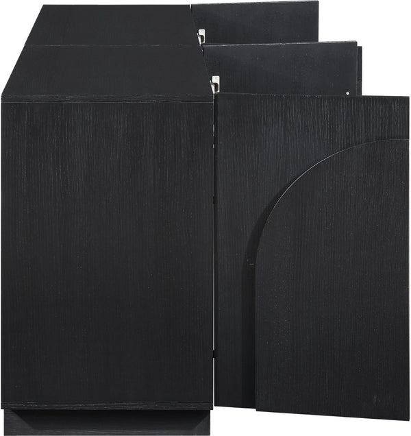 Meridian Furniture Navona Art Deco Oak Veneer Modular Buffet with Curved Doors for Dining Room Storage Black 63 inches 77001Black-T-2PC