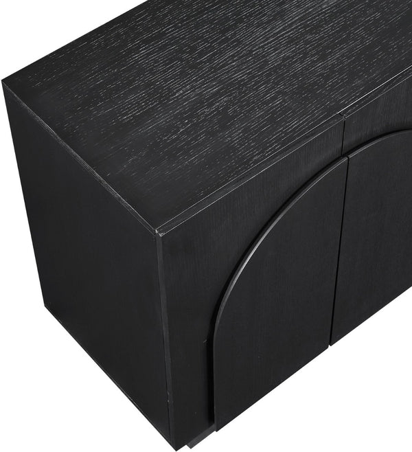 Meridian Furniture Navona Art Deco Oak Veneer Modular Buffet with Curved Doors for Dining Room Storage Black 63 inches 77001Black-T-2PC