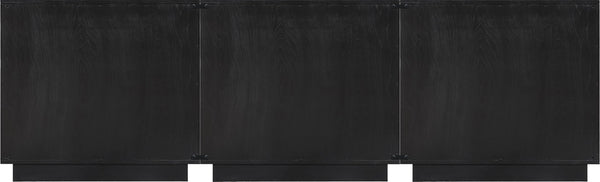 Meridian Furniture Navona Art Deco Oak Veneer Modular Buffet with Curved Doors for Dining Room Storage Black 94.5 inches 77001Black-T-3PC