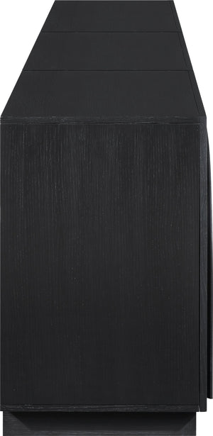 Meridian Furniture Navona Art Deco Oak Veneer Modular Buffet with Curved Doors for Dining Room Storage Black 94.5 inches 77001Black-T-3PC