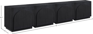 Meridian Furniture Navona Art Deco Oak Veneer Modular Buffet with Curved Doors for Dining Room Storage Black 126 inches 77001Black-T-4PC