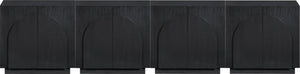 Meridian Furniture Navona Art Deco Oak Veneer Modular Buffet with Curved Doors for Dining Room Storage Black 126 inches 77001Black-T-4PC
