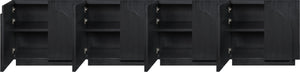 Meridian Furniture Navona Art Deco Oak Veneer Modular Buffet with Curved Doors for Dining Room Storage Black 126 inches 77001Black-T-4PC