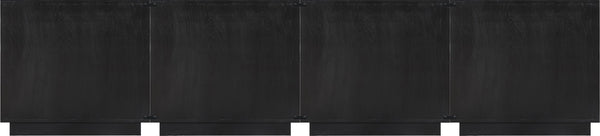 Meridian Furniture Navona Art Deco Oak Veneer Modular Buffet with Curved Doors for Dining Room Storage Black 126 inches 77001Black-T-4PC