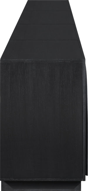 Meridian Furniture Navona Art Deco Oak Veneer Modular Buffet with Curved Doors for Dining Room Storage Black 126 inches 77001Black-T-4PC