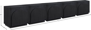Meridian Furniture Navona Art Deco Oak Veneer Modular Buffet with Curved Doors for Dining Room Storage Black 157.5 inches 77001Black-T-5PC
