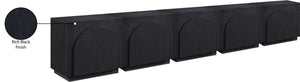 Meridian Furniture Navona Art Deco Oak Veneer Modular Buffet with Curved Doors for Dining Room Storage Black 157.5 inches 77001Black-T-5PC