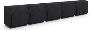 Meridian Furniture Navona Art Deco Oak Veneer Modular Buffet with Curved Doors for Dining Room Storage Black 157.5 inches 77001Black-T-5PC