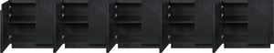 Meridian Furniture Navona Art Deco Oak Veneer Modular Buffet with Curved Doors for Dining Room Storage Black 157.5 inches 77001Black-T-5PC
