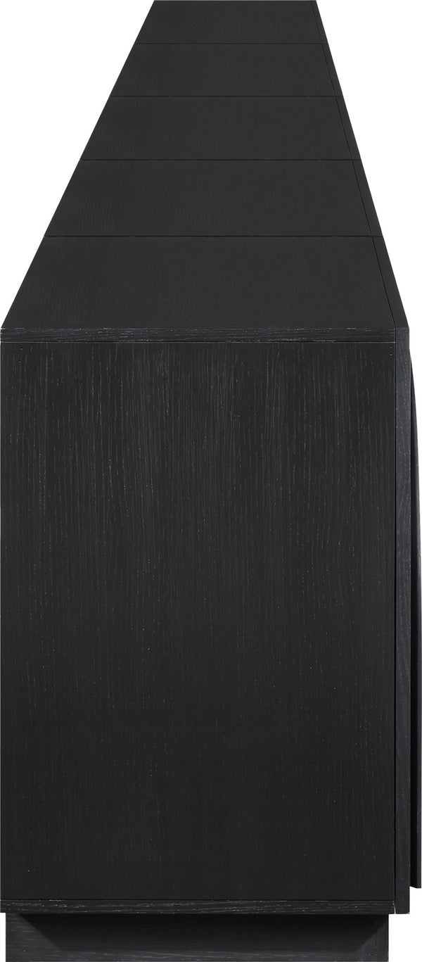 Meridian Furniture Navona Art Deco Oak Veneer Modular Buffet with Curved Doors for Dining Room Storage Black 157.5 inches 77001Black-T-5PC