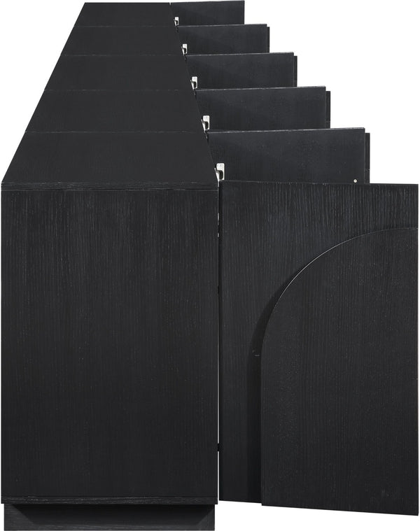 Meridian Furniture Navona Art Deco Oak Veneer Modular Buffet with Curved Doors for Dining Room Storage Black 157.5 inches 77001Black-T-5PC
