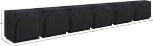 Meridian Furniture Navona Art Deco Oak Veneer Modular Buffet with Curved Doors for Dining Room Storage Black 189 inches 77001Black-T-6PC
