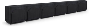 Meridian Furniture Navona Art Deco Oak Veneer Modular Buffet with Curved Doors for Dining Room Storage Black 189 inches 77001Black-T-6PC