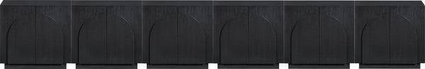 Meridian Furniture Navona Art Deco Oak Veneer Modular Buffet with Curved Doors for Dining Room Storage Black 189 inches 77001Black-T-6PC