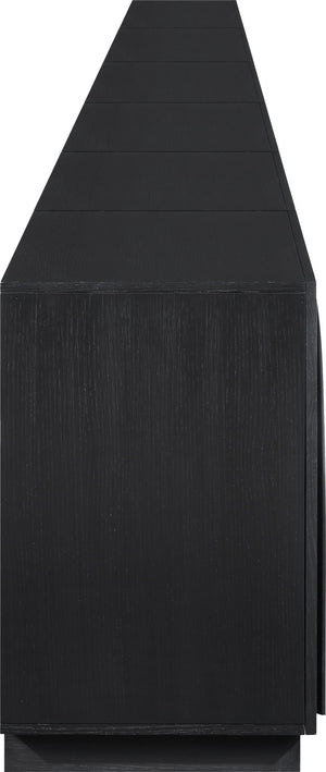 Meridian Furniture Navona Art Deco Oak Veneer Modular Buffet with Curved Doors for Dining Room Storage Black 189 inches 77001Black-T-6PC
