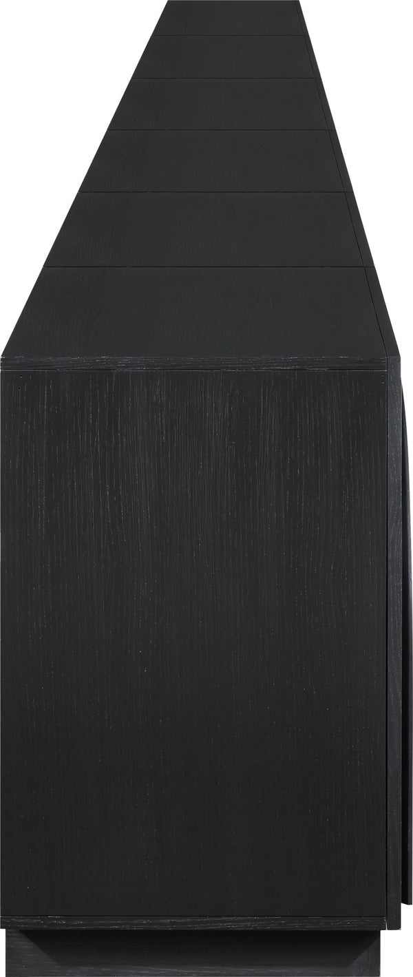 Meridian Furniture Navona Art Deco Oak Veneer Modular Buffet with Curved Doors for Dining Room Storage Black 189 inches 77001Black-T-6PC