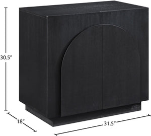Meridian Furniture Navona Art Deco Oak Veneer Modular Buffet with Curved Doors for Dining Room Storage Black 31.5 inches 77001Black-T