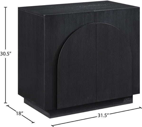 Meridian Furniture Navona Art Deco Oak Veneer Modular Buffet with Curved Doors for Dining Room Storage Black 31.5 inches 77001Black-T