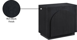 Meridian Furniture Navona Art Deco Oak Veneer Modular Buffet with Curved Doors for Dining Room Storage Black 31.5 inches 77001Black-T