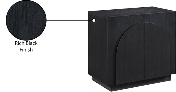 Meridian Furniture Navona Art Deco Oak Veneer Modular Buffet with Curved Doors for Dining Room Storage Black 31.5 inches 77001Black-T
