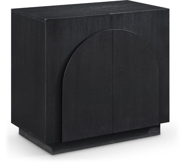 Meridian Furniture Navona Art Deco Oak Veneer Modular Buffet with Curved Doors for Dining Room Storage Black 31.5 inches 77001Black-T