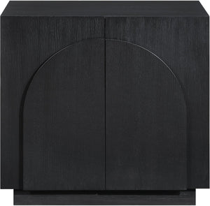 Meridian Furniture Navona Art Deco Oak Veneer Modular Buffet with Curved Doors for Dining Room Storage Black 31.5 inches 77001Black-T