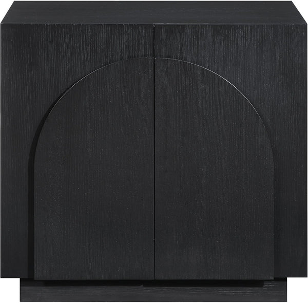 Meridian Furniture Navona Art Deco Oak Veneer Modular Buffet with Curved Doors for Dining Room Storage Black 31.5 inches 77001Black-T