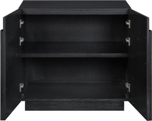 Meridian Furniture Navona Art Deco Oak Veneer Modular Buffet with Curved Doors for Dining Room Storage Black 31.5 inches 77001Black-T