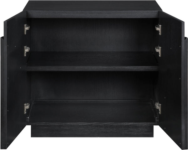 Meridian Furniture Navona Art Deco Oak Veneer Modular Buffet with Curved Doors for Dining Room Storage Black 31.5 inches 77001Black-T