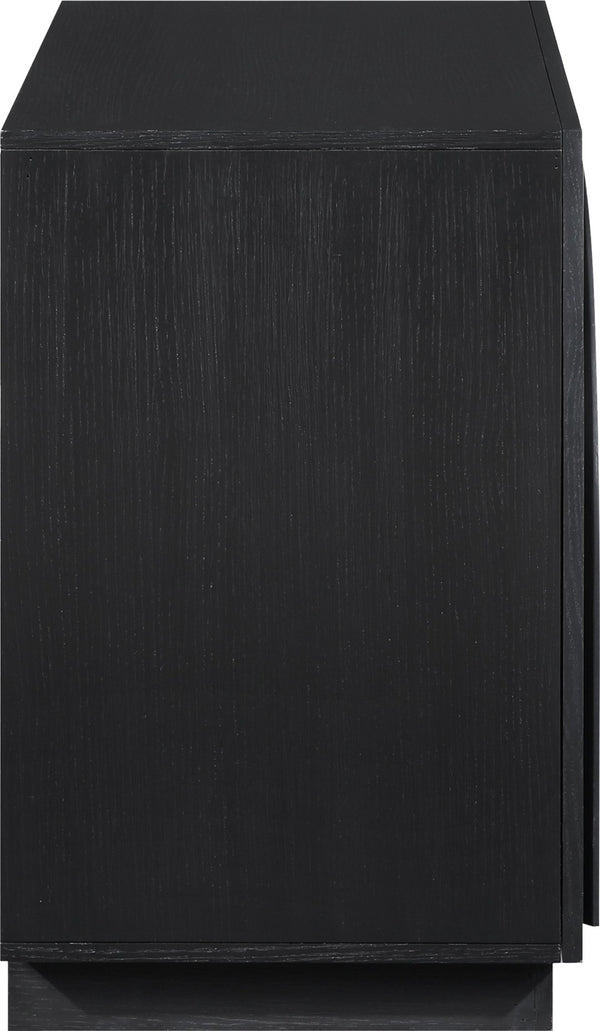 Meridian Furniture Navona Art Deco Oak Veneer Modular Buffet with Curved Doors for Dining Room Storage Black 31.5 inches 77001Black-T