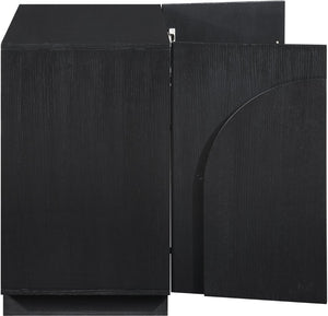 Meridian Furniture Navona Art Deco Oak Veneer Modular Buffet with Curved Doors for Dining Room Storage Black 31.5 inches 77001Black-T