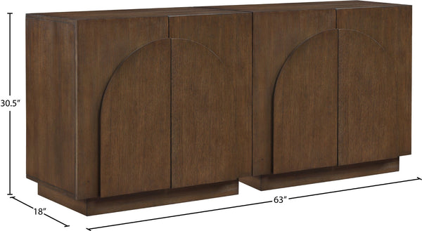 Meridian Furniture Navona Art Deco Oak Veneer Modular Buffet with Curved Doors for Dining Room Storage Brown 63 inches 77001Brown-T-2PC