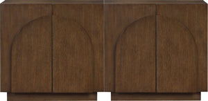 Meridian Furniture Navona Art Deco Oak Veneer Modular Buffet with Curved Doors for Dining Room Storage Brown 63 inches 77001Brown-T-2PC