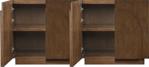 Meridian Furniture Navona Art Deco Oak Veneer Modular Buffet with Curved Doors for Dining Room Storage Brown 63 inches 77001Brown-T-2PC