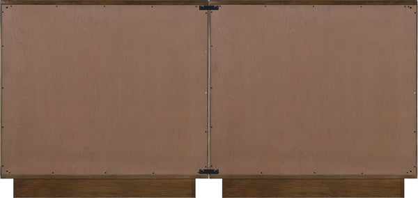 Meridian Furniture Navona Art Deco Oak Veneer Modular Buffet with Curved Doors for Dining Room Storage Brown 63 inches 77001Brown-T-2PC