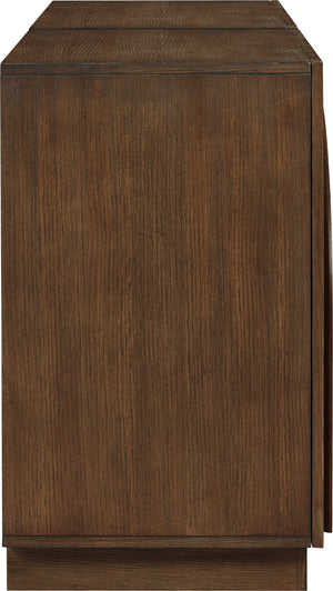 Meridian Furniture Navona Art Deco Oak Veneer Modular Buffet with Curved Doors for Dining Room Storage Brown 63 inches 77001Brown-T-2PC