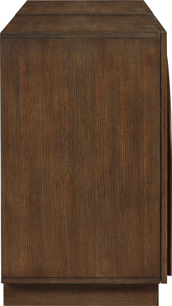 Meridian Furniture Navona Art Deco Oak Veneer Modular Buffet with Curved Doors for Dining Room Storage Brown 63 inches 77001Brown-T-2PC