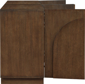 Meridian Furniture Navona Art Deco Oak Veneer Modular Buffet with Curved Doors for Dining Room Storage Brown 63 inches 77001Brown-T-2PC
