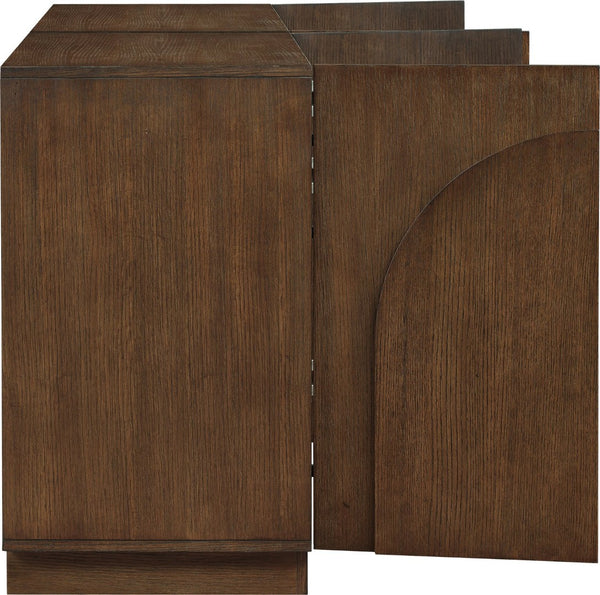 Meridian Furniture Navona Art Deco Oak Veneer Modular Buffet with Curved Doors for Dining Room Storage Brown 63 inches 77001Brown-T-2PC