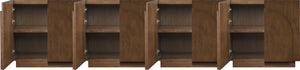 Meridian Furniture Navona Art Deco Oak Veneer Modular Buffet with Curved Doors for Dining Room Storage Brown 126 inches 77001Brown-T-4PC