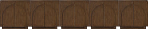 Meridian Furniture Navona Art Deco Oak Veneer Modular Buffet with Curved Doors for Dining Room Storage Brown 157.5 inches 77001Brown-T-5PC