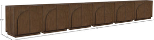 Meridian Furniture Navona Art Deco Oak Veneer Modular Buffet with Curved Doors for Dining Room Storage Brown 189 inches 77001Brown-T-6PC