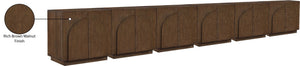Meridian Furniture Navona Art Deco Oak Veneer Modular Buffet with Curved Doors for Dining Room Storage Brown 189 inches 77001Brown-T-6PC