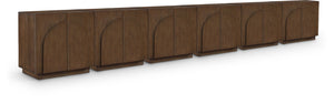 Meridian Furniture Navona Art Deco Oak Veneer Modular Buffet with Curved Doors for Dining Room Storage Brown 189 inches 77001Brown-T-6PC