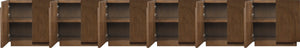 Meridian Furniture Navona Art Deco Oak Veneer Modular Buffet with Curved Doors for Dining Room Storage Brown 189 inches 77001Brown-T-6PC