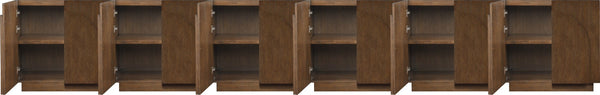 Meridian Furniture Navona Art Deco Oak Veneer Modular Buffet with Curved Doors for Dining Room Storage Brown 189 inches 77001Brown-T-6PC